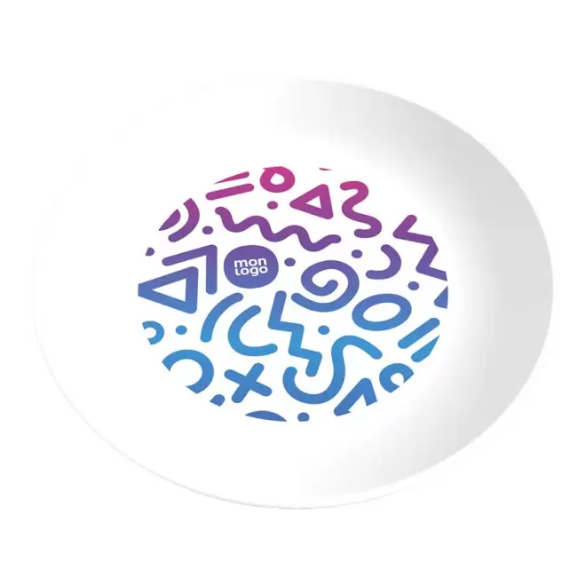 ASSIETTE EN PP REUTILISABLE CREUSE PERSONNALISÉE 'BERY QUADRI' - blanc