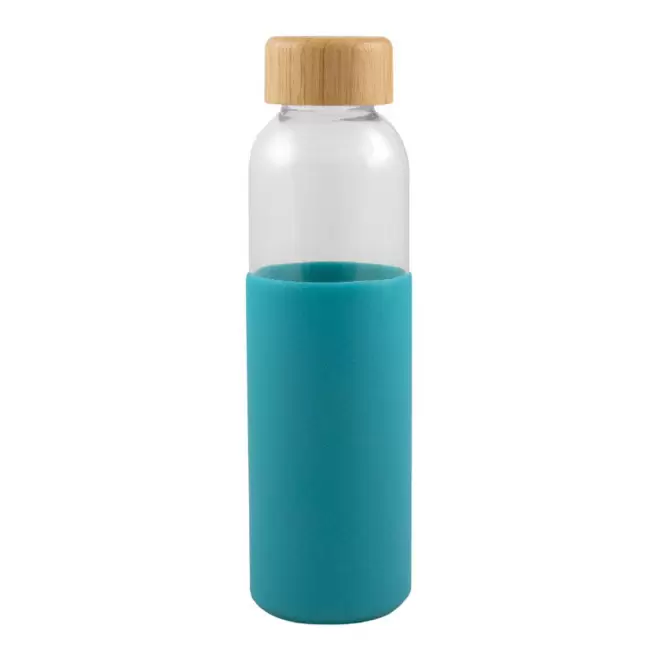 BOUTEILLE EN VERRE 500ML PERSONNALISABLE 'LODO SILICON' - bleu turquoise