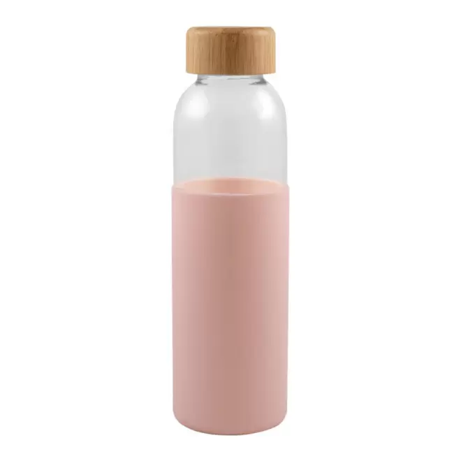 BOUTEILLE EN VERRE 500ML PERSONNALISABLE 'LODO SILICON' - rose