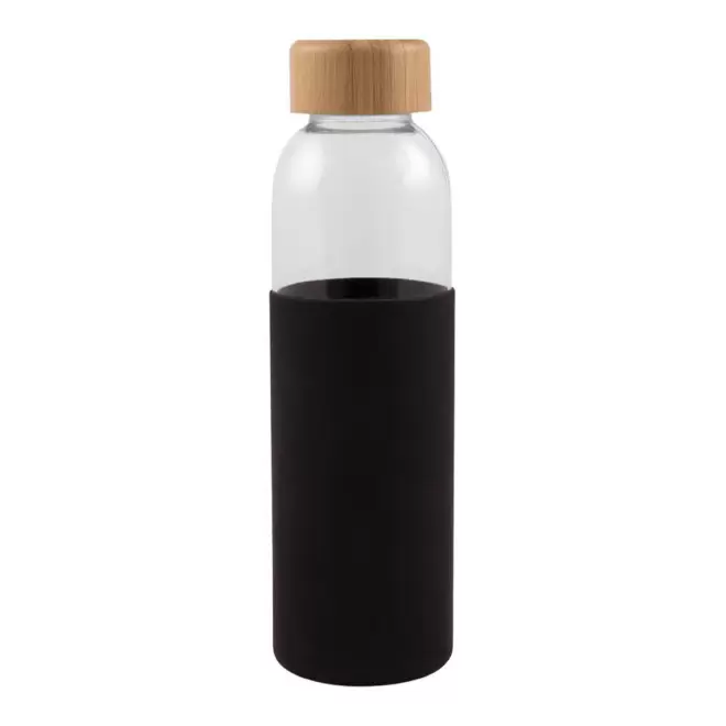 BOUTEILLE EN VERRE 500ML PERSONNALISABLE 'LODO SILICON' - noir