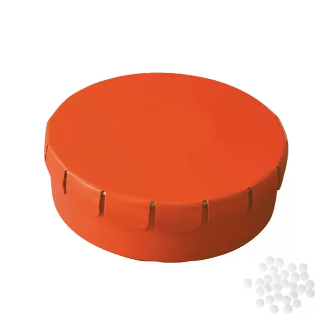 BOÎTE À BONBONS PUBLICITAIRE BIO 'CLIC CLAC' - orange mat