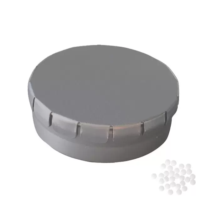 BOÎTE À BONBONS PUBLICITAIRE BIO 'CLIC CLAC' - argenté mat