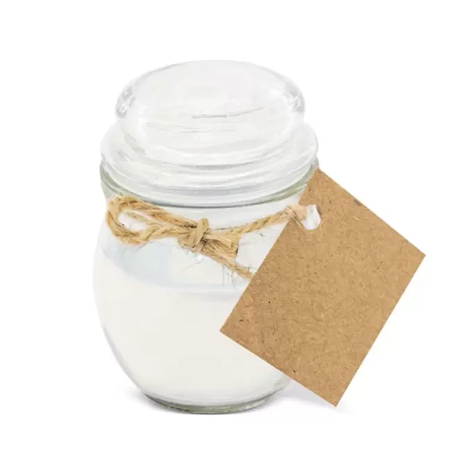 BOUGIE PARFUMEE PERSONNALISEE POT EN VERRE 'BIGOUR' - noix de coco