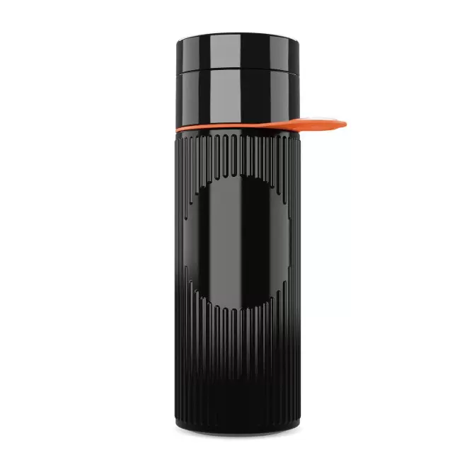 BOUTEILLE 500 ML PERSONNALISABLE 'ATLANTIS RING' - noir/orange