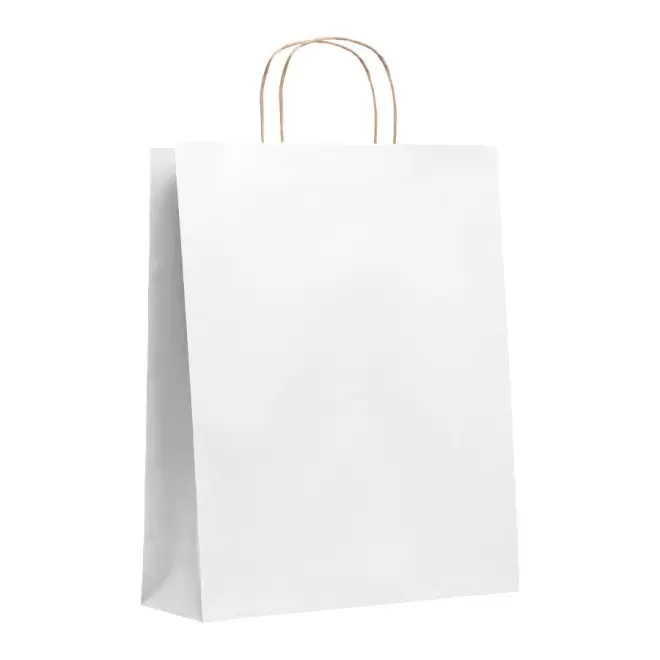 SAC PAPIER KRAFT PUBLICITAIRE ANSES TORSADEES 'HONDURO' 18X21X8 CM 90 GR/M² - blanc