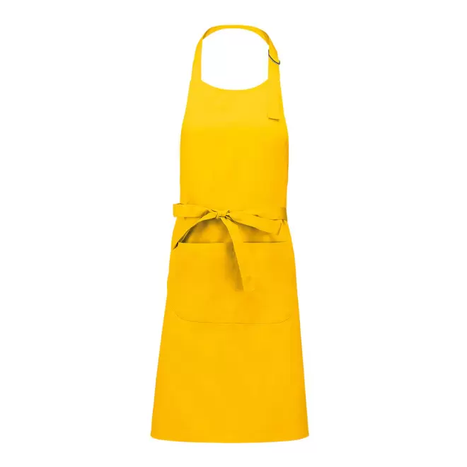 TABLIER LONG PERSONNALISABLE EN POLYCOTON 190 POCHE 'KARITAB' - jaune