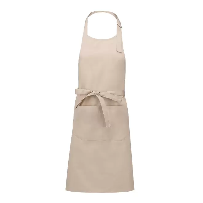 TABLIER LONG PERSONNALISABLE EN POLYCOTON 190 POCHE 'KARITAB' - crème