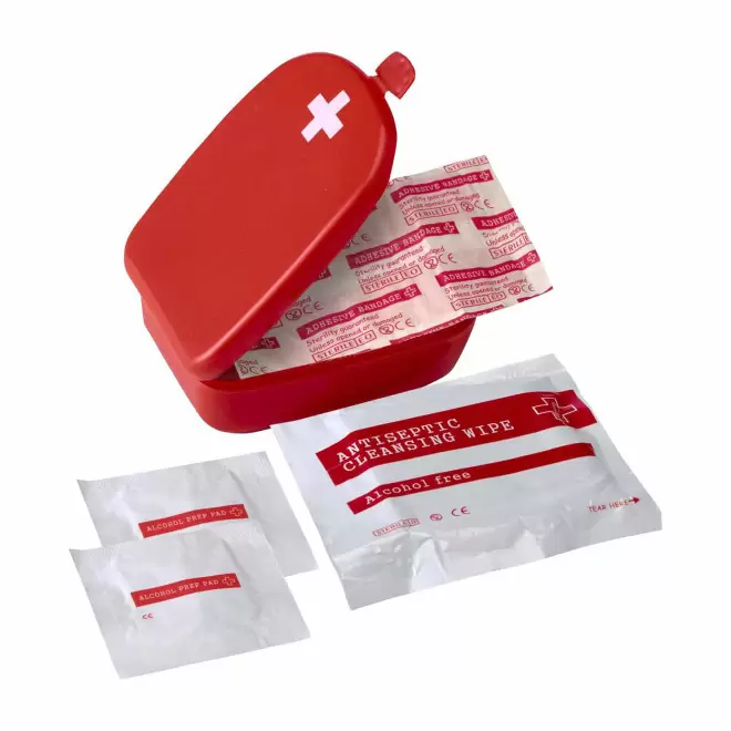 KIT PREMIERS SECOURS PERSONNALISE 'BOBI' - rouge