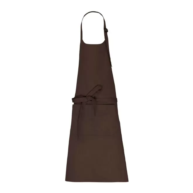 TABLIER LONG EN COTON PERSONNALISE 280G POCHE BIO 'KARITAB' - chocolat