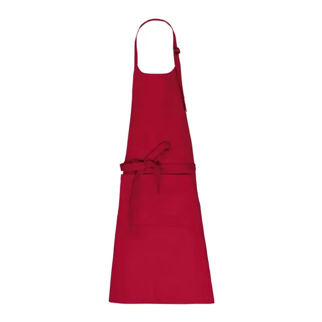 TABLIER LONG EN COTON PERSONNALISE 280G POCHE BIO 'KARITAB' - rouge