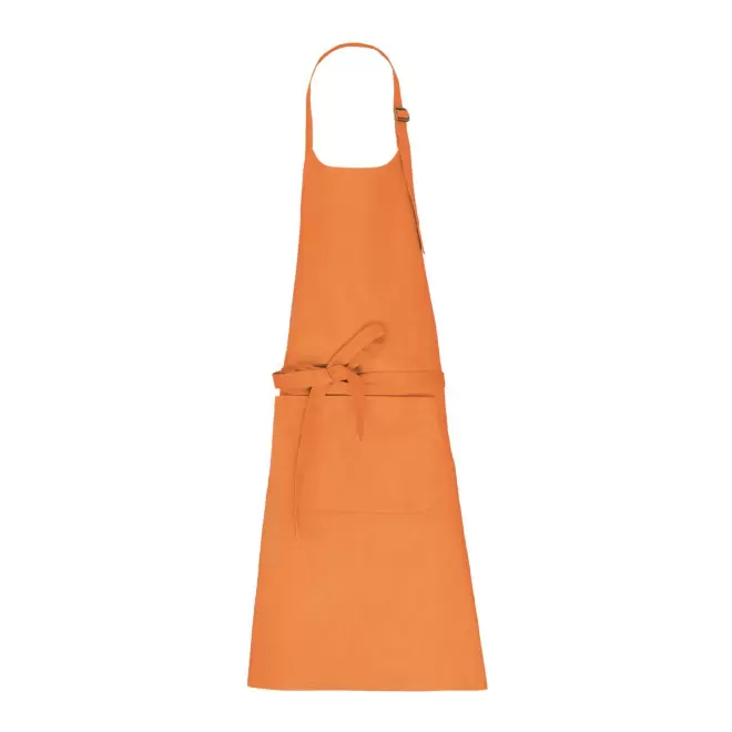 TABLIER LONG EN COTON PERSONNALISE 280G POCHE BIO 'KARITAB' - orange