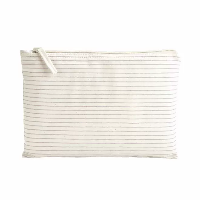 TROUSSE DE TOILETTE PERSONNALISEE TAILLE M 'MERYL' - écru rayé rose