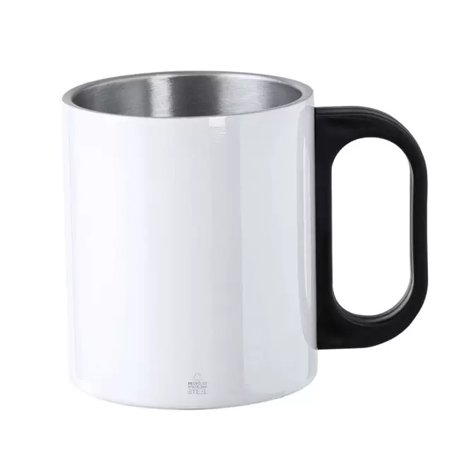 MUG INOX RECYCLE PERSONNALISE 300 ML 'NEBEL' - blanc