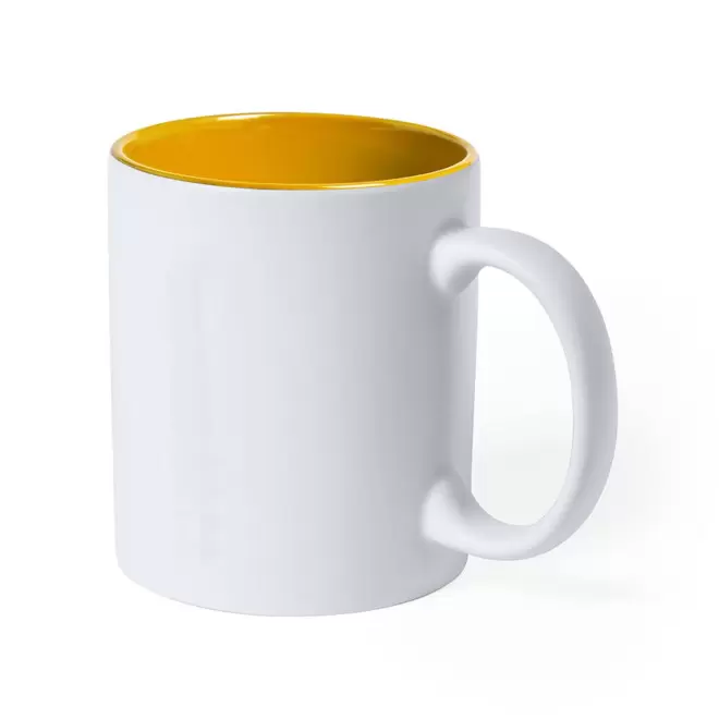 TASSE CERAMIQUE PERRSONNALISE 350 ML 'CORES BLANC' - jaune