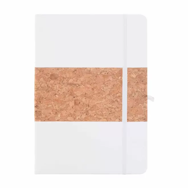 CARNET EN LIEGE ET PU RECYCLE PERSONNALISE 'ISHA' - blanc