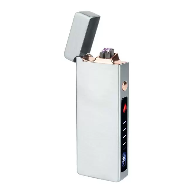 BRIQUET RECHARGEABLE PERSONNALISE DOUBLE ARC 'PIKLA' - argente