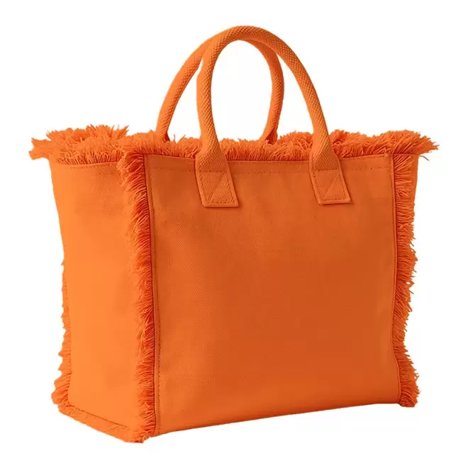 CABAS EN COTON AVEC FRANGE PERSONNALISABLE 'JIPANE FLASH' - orange