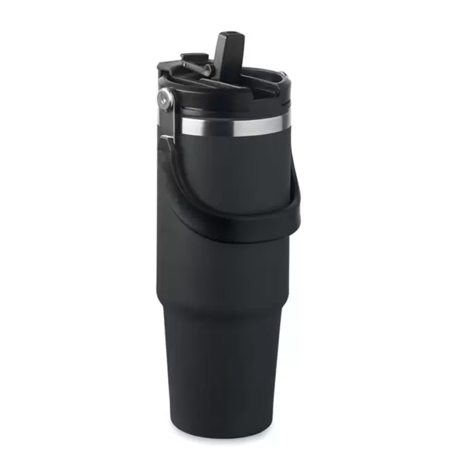 MUG ISOTHERME PERSONNALISE ACIER RECYCLE 850ML 'FAMEZ'  - noir