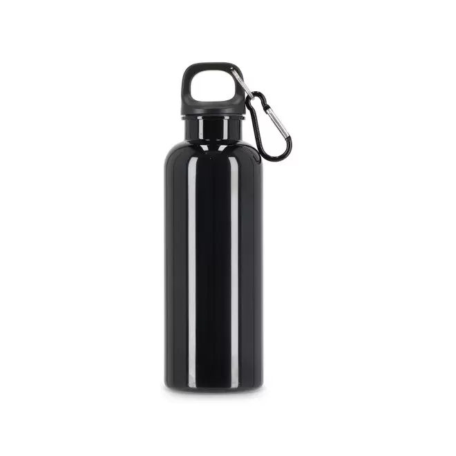 GOURDE RPET AVEC MOUSQUETON 500ML PERSONNALISABLE 'MANCYO' - noir