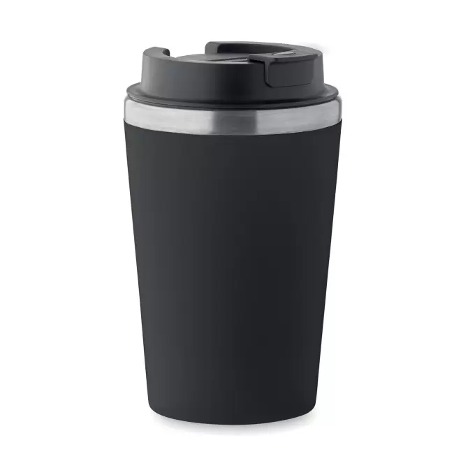 MUG ISOTHERME PERSONNALISE AVEC INTERIEUR CERAMIQUE 350ML 'MULTIS' - noir