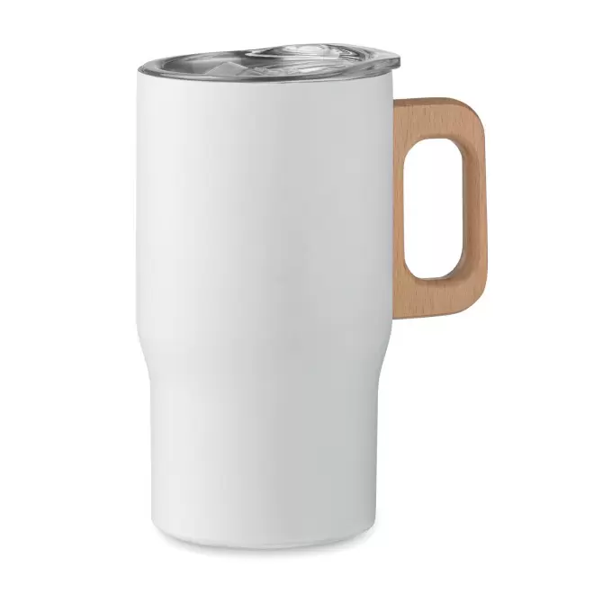 MUG ISOTHERME PERSONNALISABLE INOX RECYCLE 350ML 'JORNA MAX' - blanc