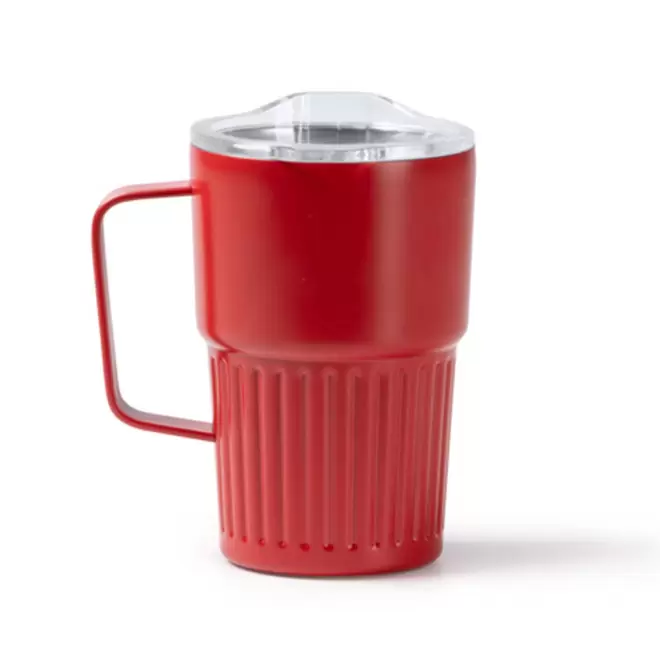 MUG ISOTHERME PERSONNALISE ACIER 470ML 'LUCIO POIGNEE' - rouge