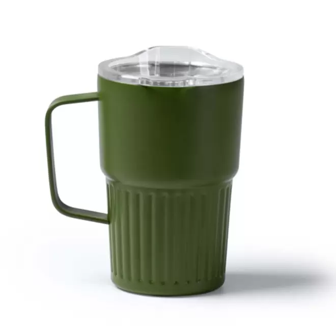 MUG ISOTHERME PERSONNALISE ACIER 470ML 'LUCIO POIGNEE' - vert