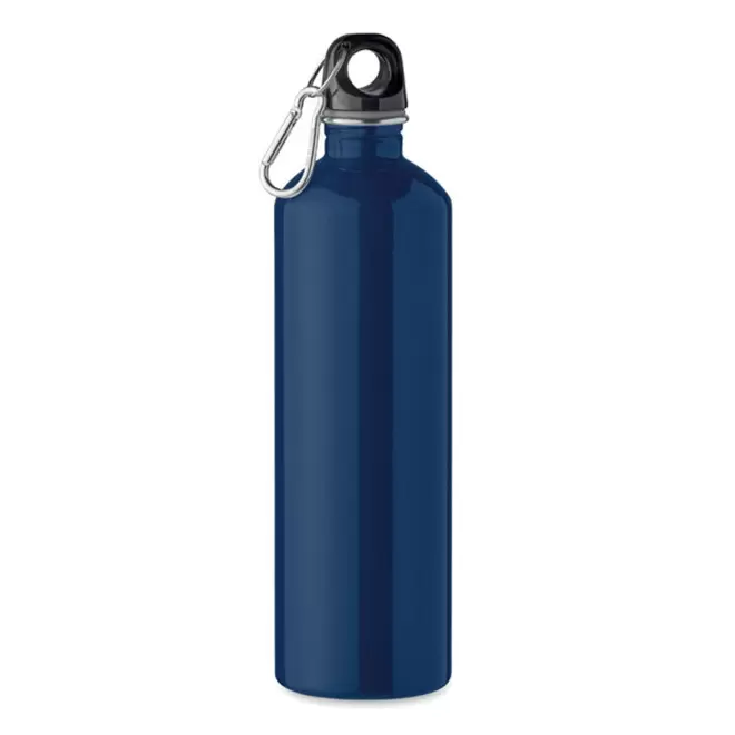 GOURDE EN ACIER RECYCLE 750ML PERSONNALISABLE 'AVEREST' MOUSQUETON ARGENTE - bleu marine