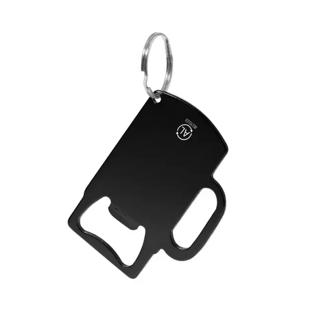 PORTE CLE DECAPSULEUR ALU RECYCLE PERSONNALISE 'PLAKI DRINK' - noir