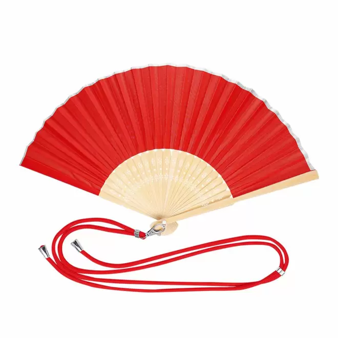 EVENTAIL PERSONNALISABLE EN BAMBOU ET LANYARD 'FANNY LINK' - rouge