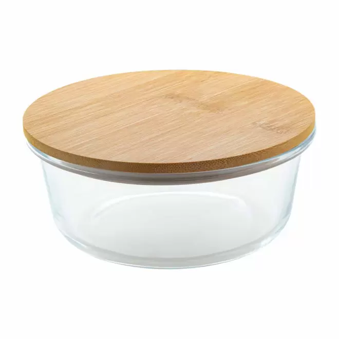 LUNCH BOX EN VERRE ET BAMBOU PERSONNALISABLE 'BUCATI ROND' - transparent