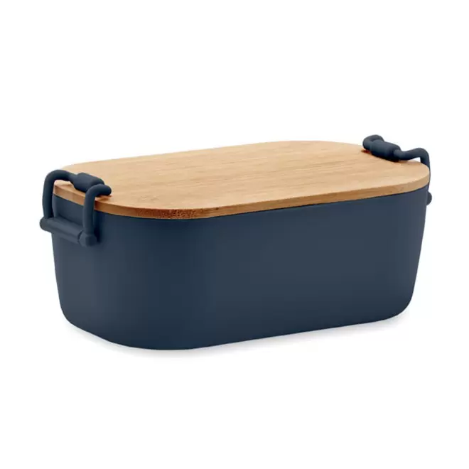 LUNCH BOX COUVERCLE BAMBOU 700ML 'KERLE' - bleu marine