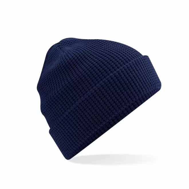 BONNET PERSONNALISE MAILLE NID D'ABEILLE 'WAFFLA' - bleu marine