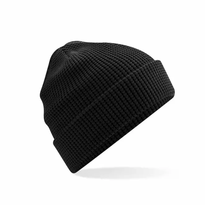 BONNET PERSONNALISE MAILLE NID D'ABEILLE 'WAFFLA' - noir