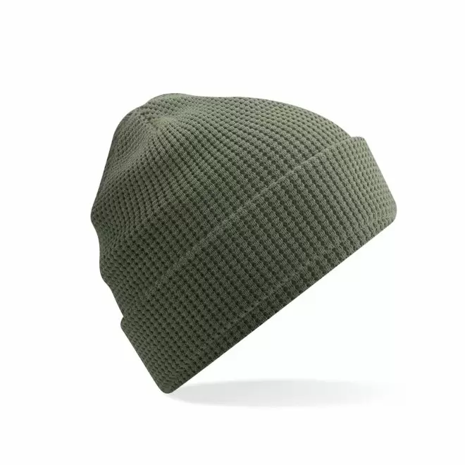 BONNET PERSONNALISE MAILLE NID D'ABEILLE 'WAFFLA' - vert olive