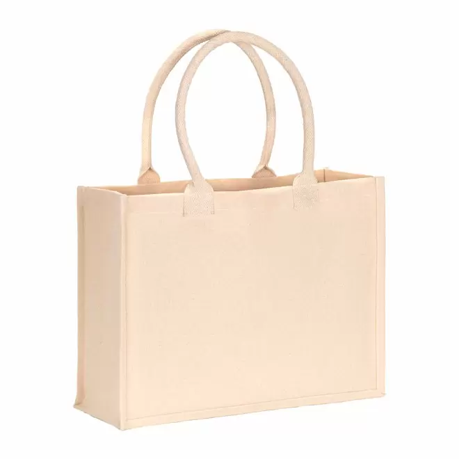 SAC SHOPPING EN COTON LAMINE PERSONNALISABLE 'PERLOUTA' - beige