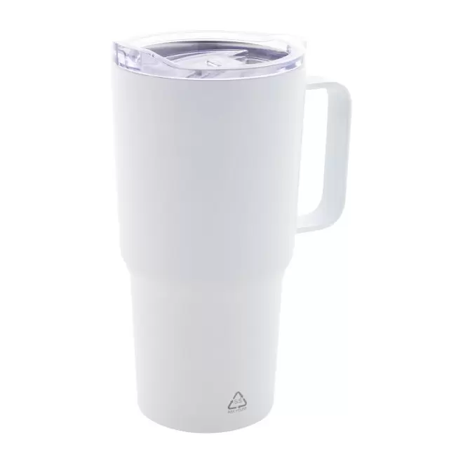 MUG ISOTHERME PERSONNALISE EN ACIER 600ML 'TENDENZI INOX' - blanc