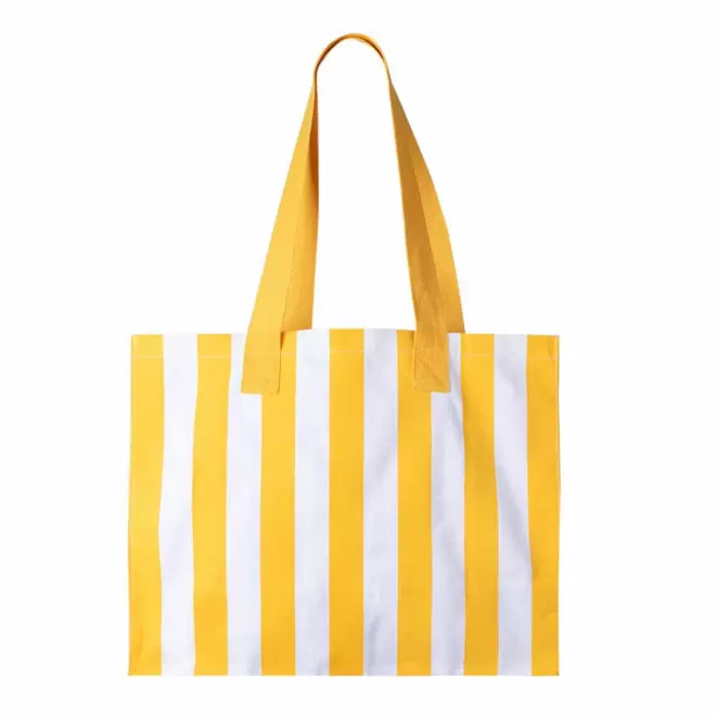 CABAS COTON RECYCLE RAYE PERSONNALISABLE 'SAO' - jaune