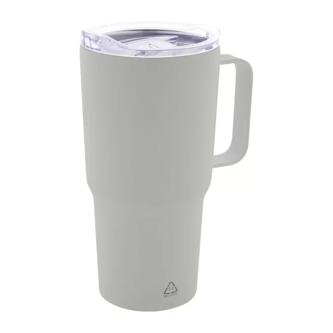 MUG ISOTHERME PERSONNALISE EN ACIER 600ML 'TENDENZI INOX' - gris clair