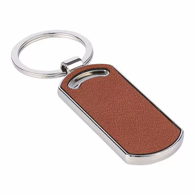 PORTE-CLES PERSONNALISISE CUIR RECYCLE  'ANGELOS' - marron