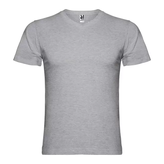 TEE-SHIRT COL V HOMME COULEUR PERSONNALISABLE 'SAMOYEDO' - gris chiné