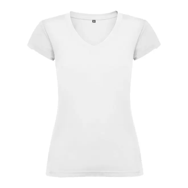TEE-SHIRT COL V FEMME BLANC PERSONNALISABLE 'VICTORIA' - blanc