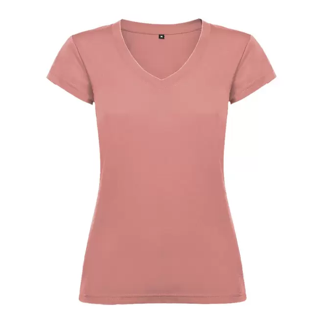 TEE-SHIRT COL V FEMME COULEUR PERSONNALISABLE 'VICTORIA' - pêche