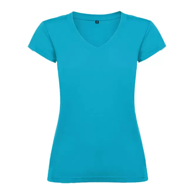 TEE-SHIRT COL V FEMME COULEUR PERSONNALISABLE 'VICTORIA' - bleu