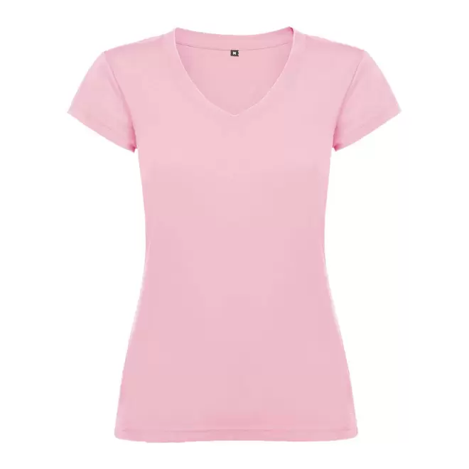TEE-SHIRT COL V FEMME COULEUR PERSONNALISABLE 'VICTORIA' - rose clair
