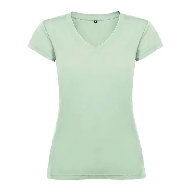 TEE-SHIRT COL V FEMME COULEUR PERSONNALISABLE 'VICTORIA' - vert menthe