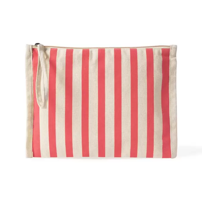 TROUSSE DE TOILETTE RAYE PERSONNALISABLE 'CALLI' - rose corail