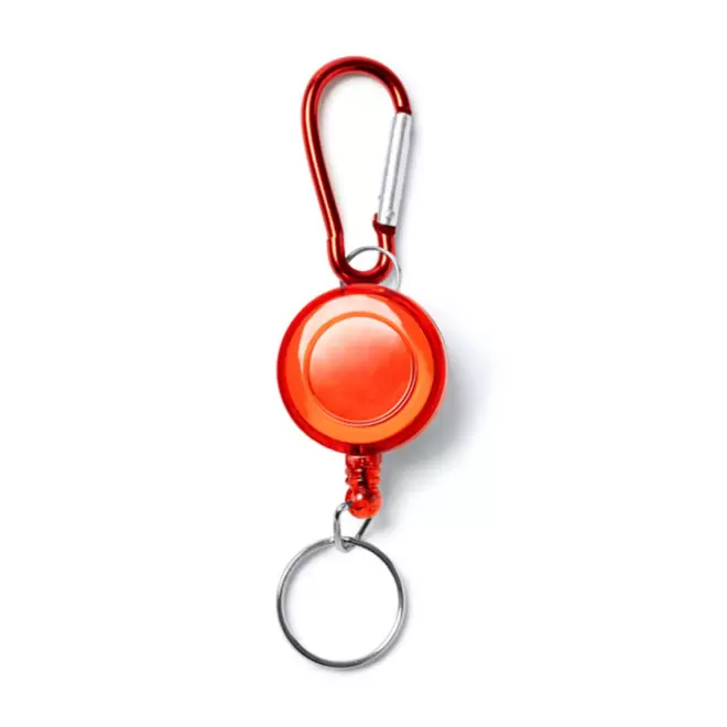 PORTE BADGE DEROULEUR PUBLICITAIRE 'SHAKI MOUSQUETON' - rouge