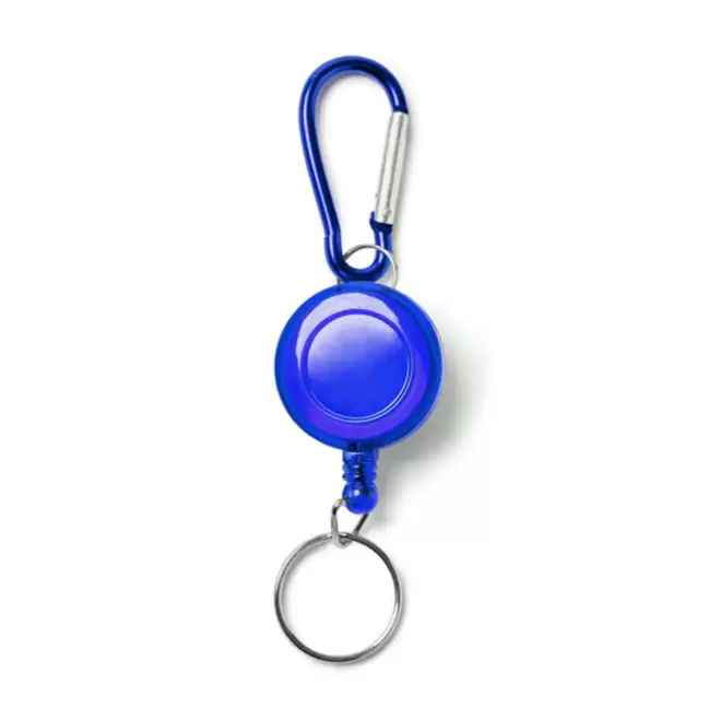 PORTE BADGE DEROULEUR PUBLICITAIRE 'SHAKI MOUSQUETON' - bleu