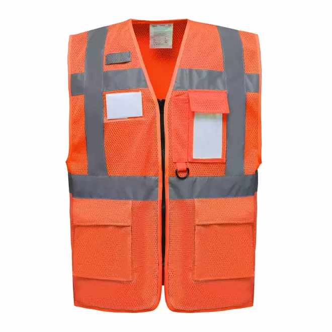 GILET SECURITE PERSONNALISE 'BERLIN MESH RPET' - orange